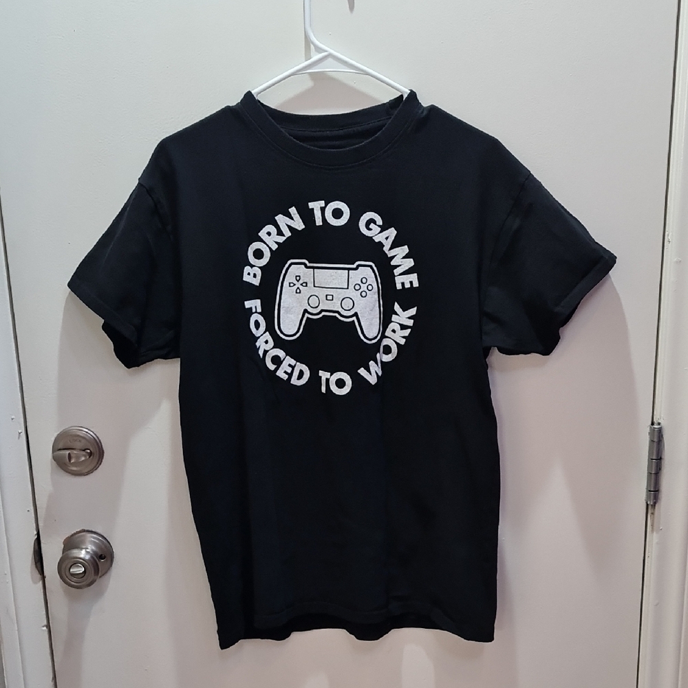 3for$15-Black and White Short Sleeve Tee with Gaming Graphic
